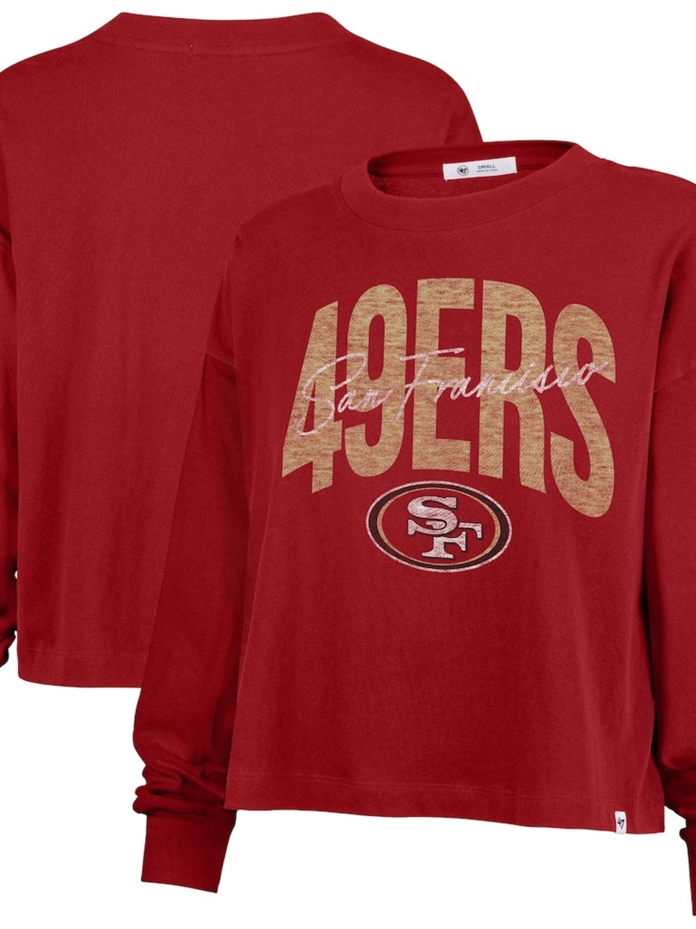 NWT San Francisco 49ers Scarlet Red Muse Sydney Long Sleeve T-shirt Womens Sz L